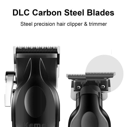 KEMEI Hair Clipper and Trimmer Set Professional Cordless Hair Clipper for Men Electric Beard Trimmers Barber Hair Cuttings Kit, T Blade Trimmers for Men, KM-2296，KM-2299