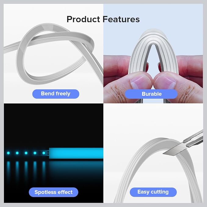 BTF-LIGHTING Silicone LED Channel System 32.8Ft Flexible Milky White Cover DIY Spotless Tube for ≤6mm Width LED Strip,Neon Rope Light Channel Diffuser, for Kitchen Cabinet, Room, Patio(No LED Strip)