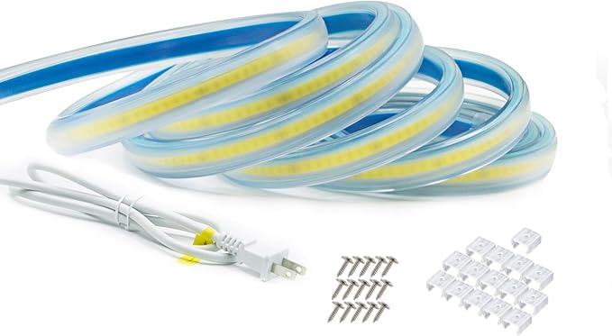 LED Strip Lights Waterproof, 10m 110v Flexible LED Light Strips Bright 3000K COB Under Cabinet Lighting 10 Meter Plug-in LED Strip for Kitchen Cabinets Lighting(Warm White, 32.8ft)