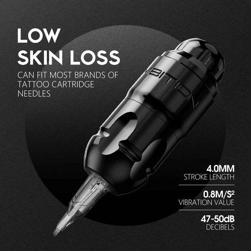 Ambition Lutin Rotary Tattoo Gun with Straight Drive Bar - Short Tattoo MachinePen with Brushless Motor Strong Power Low Vibration with RCA Cord for Professional Tattoo Artist