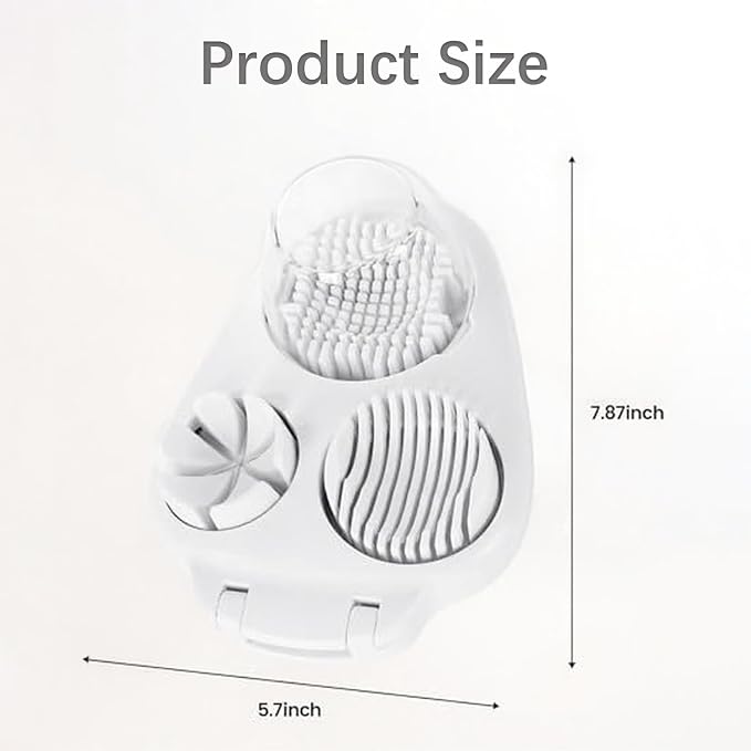 3 In 1 Egg Slicer for Hard Boiled Eggs,3 Slice Modes Egg Cutter,Stainless Steel Dicer for Strawberry Mushroom Grape Cherry, Multifunctional Food Cutter Slicer for Home Kitchen Chopper Gadgets (White)