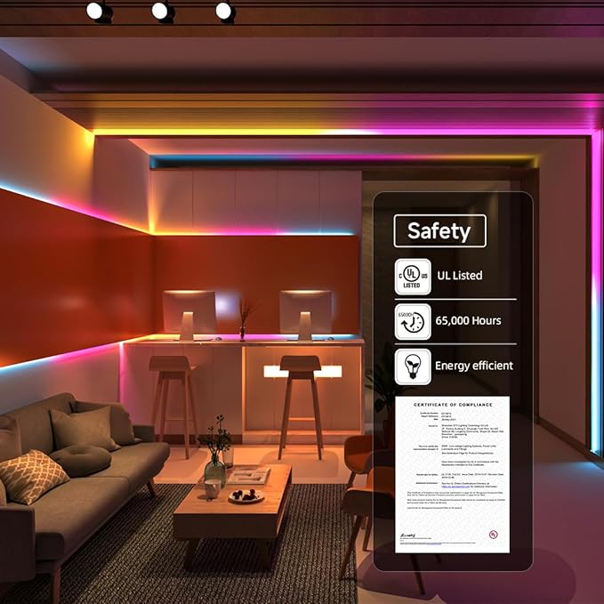 BTF-LIGHTING UL Listed WS2811 IC=RGB+IC Addressable Color RGB LED Strip,16.4FT 60LED/m 10Pixels/m,IP67 White PCB Flexible DC12V Chasing Effect for Indoor Home Decor(No Adapter or Controller)