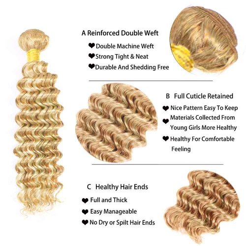 30 32 34 inch 613 Deep Wave Bundles Blonde Human Hair Bundles P27/613 Human Hair Bundle 613 and 27 Deep Wave Bundle