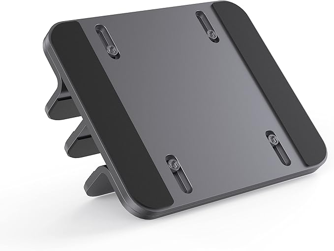 JOKItech Dual Aluminum Vertical Laptop Stand Organizer, Sturdy Notebook Computer Holder Stand Compatible with New Liquid Retina XDR Apple MacBook Air/Pro/Neo, Mac mini, Apple TV & iPad Pro - Spacegray