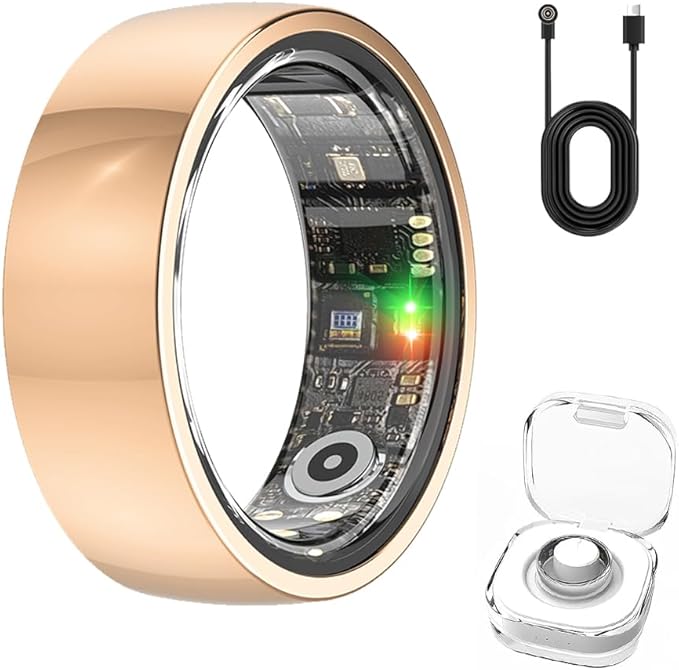 Health Smart Ring Fitness Tracker with GPS Route for Men Women, Step/Heart Rate/Blood Oxygen/Blood Pressure/Sleep Monitoring for iPhone & Andriod, No App Subscription (Rose Gold, #7)