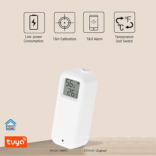 WLAN Thermometer Hygrometer Sensor, Wireless Smart Temperature and Humidity Digital Display Monitor, with Remote App Notification Alert for Home, Greenhouse(2pack)