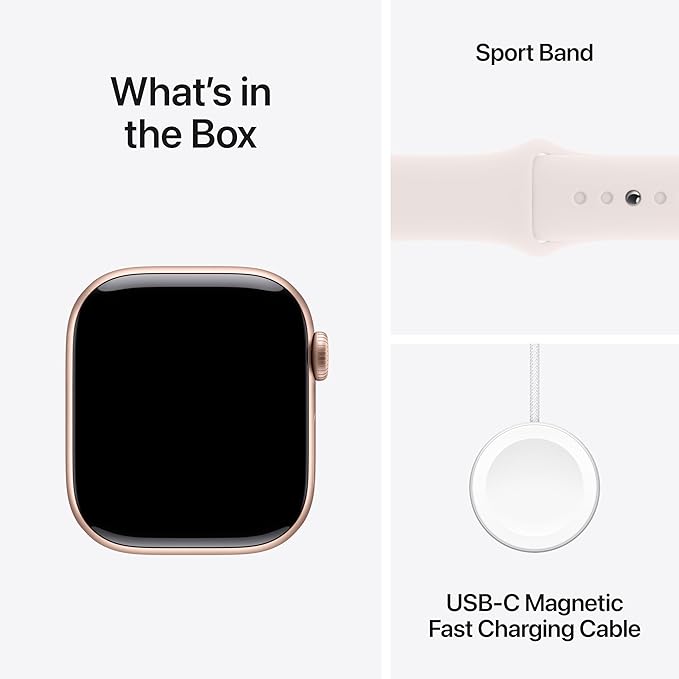 Apple Watch Series 10 [GPS 42mm case] Smartwatch with Rose Gold Aluminum Case with Light Blush Sport Band - S/M. Fitness Tracker, ECG App, Always-On Retina Display, Water Resistant