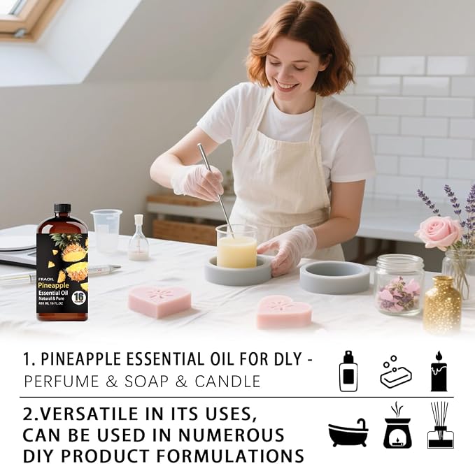 Pineapple Essential Oil, Pineapple Oil 16 Fl Oz 480ML for Diffuser Humidifier Yoga Cleaning DIY Candle Soap Making Essential Oils