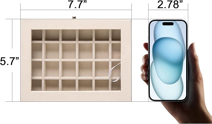 Frebeauty 24 Grid Jewelry Tray,Velvet Stud Earring Organizer,Small Jewelry Organizer with Clear Lid,Lockable Earring Holder Organizer Jewelry Boxes & Organizer Ring Holder for Women & Girls(Black)