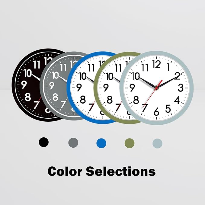 AKCISOT Wall Clock, Modern Small Wall Clocks Battery Operated 8 Inch, Silent Non-Ticking Analog Classic for Office, Home, Bathroom, Kitchen, Bedroom, School(Blue Gray)