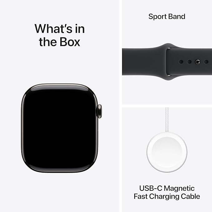 Apple Watch Series 11 [GPS + Cellular 46mm] Smartwatch with Slate Titanium Case with Black Sport Band - M/L. Sleep Score, Fitness Tracker, Health Monitoring, Always-On Display, Water Resistant