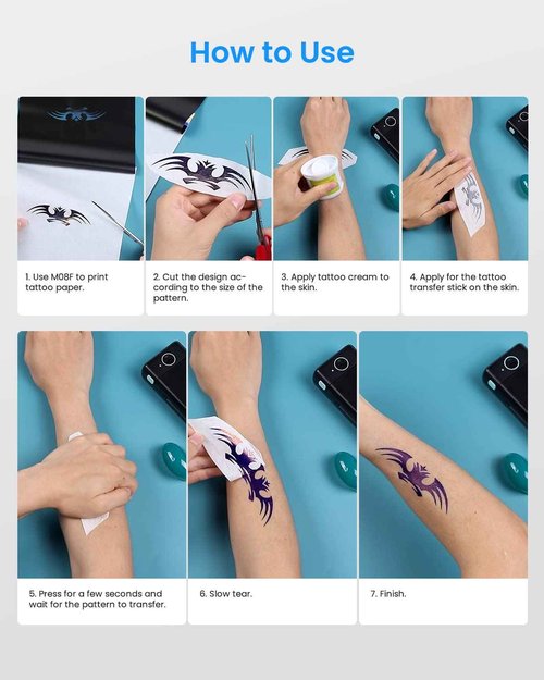 Phomemo M08F Wireless Tattoo Transfer Stencil Printer Green with 110pics of Tattoo Transfer Paper, Bluetooth Tattoo Printer Compatible with Android, iOS and PC