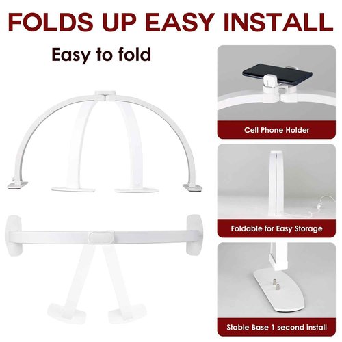 BORNBYME Nail Lamp for Desk, Foldable Desk Nail Lamp UV Light for Nail Manicure Eyelash Extension, 3 Light Settings Bright Fill-in Lamp,White （29 * 15 Inch）