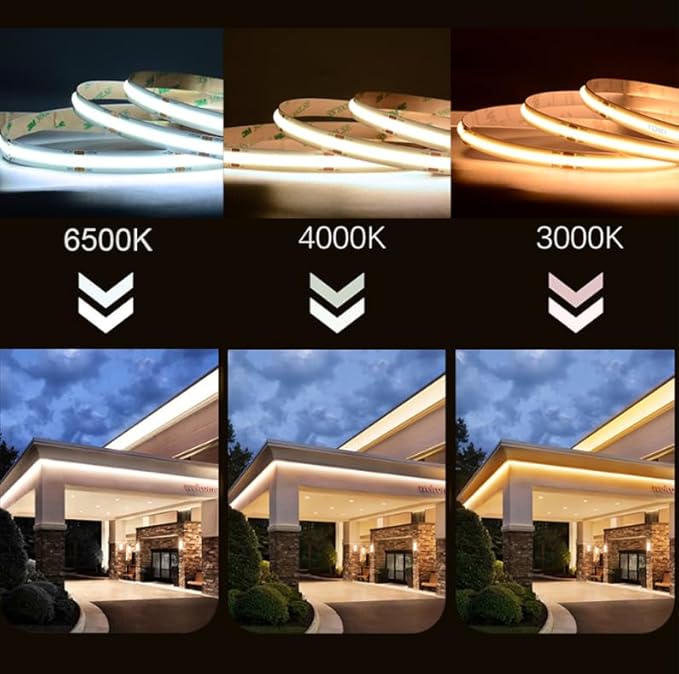 COB LED Strip Lights DC 12V LED Lights Flexible Super Bright LED Strips, 5Pack 16.4FT 4000K Natural White CRI 90+, 480LEDs/m High Density Uniform Light fo Home Room Decor (No Adapter or Controller)