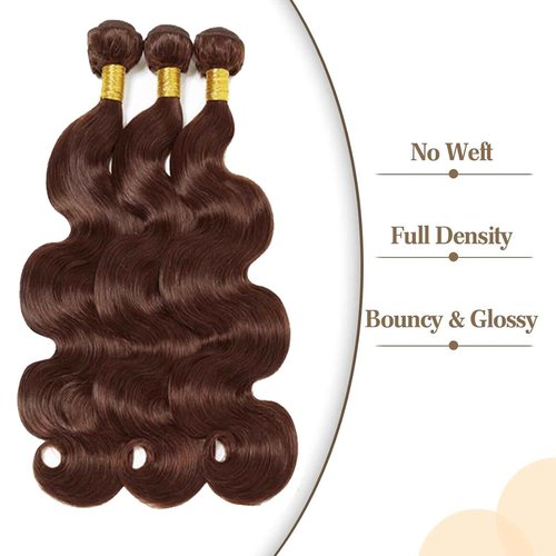 Fabimiya 20 22 24 Inch Human Hair Bundles Chocolate Brown 4# Body Wave Bundles Human Hair 100% Unprocessed Soft Sewn In Hair with Double Weft for Black Women
