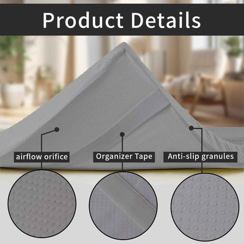 Grey Lash Bed Memory Foam Massage Table Topper, 73x29x2 inch, Removable Cover, Non-Slip, Elastic Bands