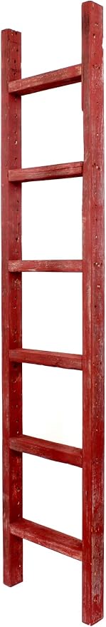 BARNWOODUSA Rustic Decorative Ladder - 100% Upcycled Wood (72" x 12" x 1.5", Rustic Red)