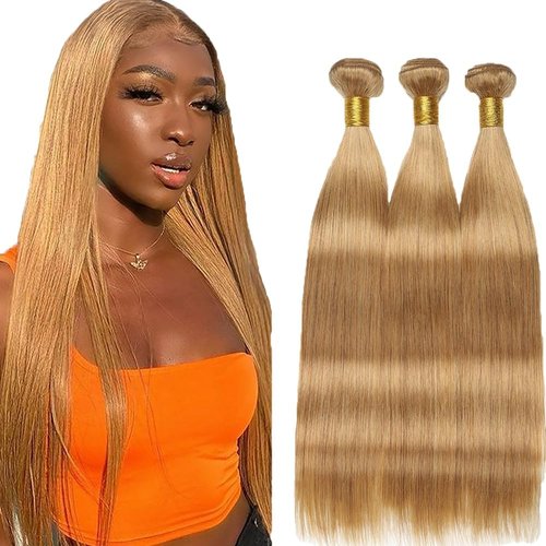 Giginger Brazilian Human Hair Bundles 20 22 24 Inch Honey Brown 27 Color Straight Bundles Human Hair Straight Unprocessed Virgin Quick Weave Hair for Black Women