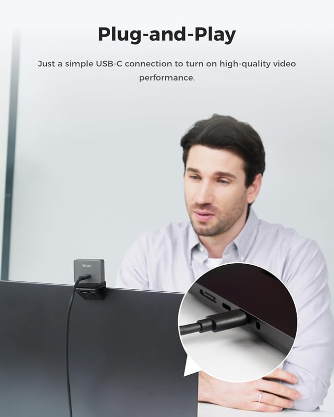 OBSBOT Meet 2 Ultra HD 4K Streaming Webcam, 1080p at 60 FPS, Video Conference Camera with AI Automatic Cropping, USB-C, Dual Noise Reducing Mics, Works with MS_Teams/Zoom- Gray