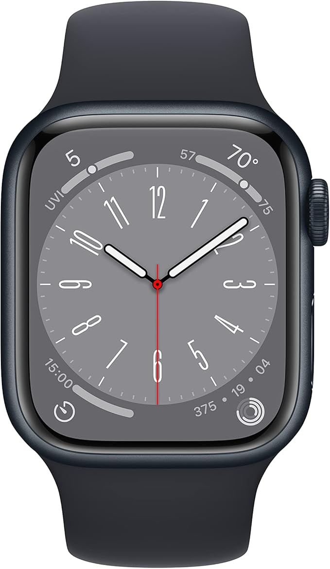 Apple Watch Series 8 [GPS 41mm] Smart Watch w/Midnight Aluminum Case with Midnight Sport Band - S/M. Fitness Tracker, Blood Oxygen & ECG Apps, Always-On Retina Display, Water Resistant
