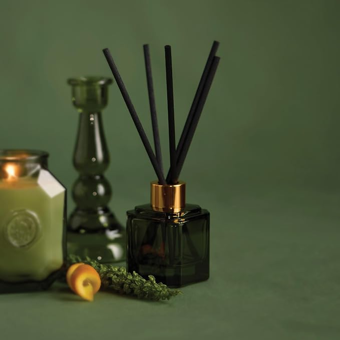 Paddywax Botanica Scented Oil Diffuser with Reeds in Reusable Greeen Glass Bottle, Tubed Gift Box, Includes Diffuser Sticks, Long-Lasting Fragrance, Reusable & Upcyclable, Wild Neroli, 2.8 fl oz