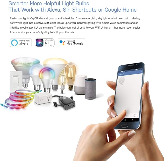 Feit Electric CFC40/927CA/FIL/AG 40 Watt Equivalent WiFi Dimmable, No Hub Required, Alexa or Google Assistant, Flame Tip Filament Chandelier LED Smart Light Bulb, 4.3" H x 1.4" D, 2700K Soft White