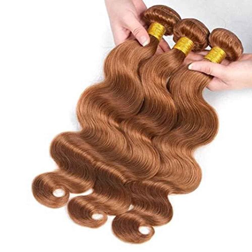 Giginger Brazilian Human Hair Bundles 22 24 26 Inch Color 30 Light Brown Body Wave Bundles Human Hair Unprocessed Virgin Quick Weave Hair for Black Women