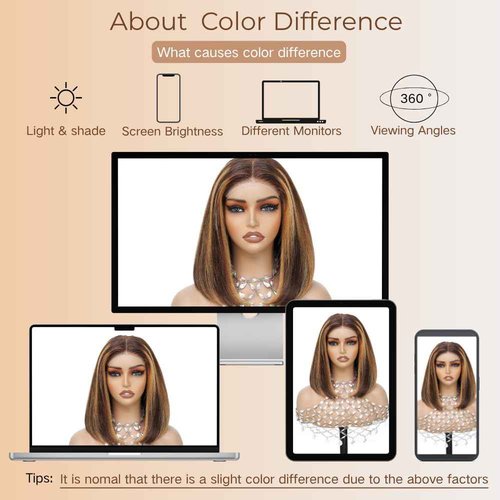 Highlight 4/27 Honey Blonde Wear and Go Glueless Bob Wig Human Hair 5x5 Hd Lace Closure Wigs 12 Inch 200 Density Straight Ombre Brown Bob Lace Front Wig No Glue Pre Plucked Baby Hair for Women