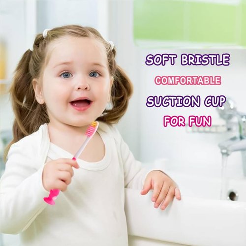 Gisdo 500 pcs Toddler Toothbrush Kids Toothbrush Individually Wrapped Toothbrushes for Age 2+ Children Toothbrush Set Soft Bristles Boys Girls Colorful Toothbrush with Suction Cup