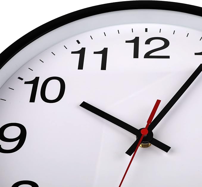 OceeK Black Wall Clock Silent Non Ticking 10 Inch, Modern Wall Clocks,Small Analog Clocks Quality Quartz Battery Operated