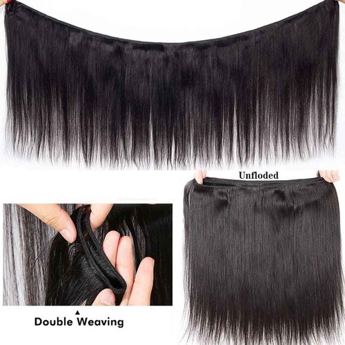 YISEA 12A Brazilian Virgin Straight Hair Bundles (16 18 20Inch,Natural Color) Straight Hair 3 Bundles 100% Unprocessed Virgin Hair Straight Weave Human Hair Bundles Natural Color Hair Extensions