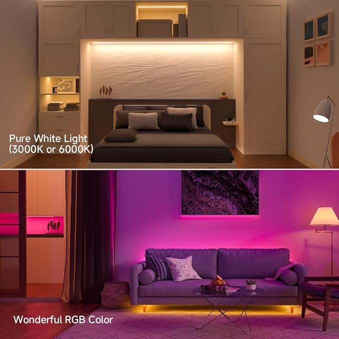 BTF-LIGHTING 5050 RGBW RGB+Cool White(6000K-7000K) 4 Colors in 1 LED 5m 16.4ft 96LED/m DC24V Multi-Colored LED Tape Lights IP30 Non-Waterproof Black PCB for Home Decoration(No Adapter or Controller)