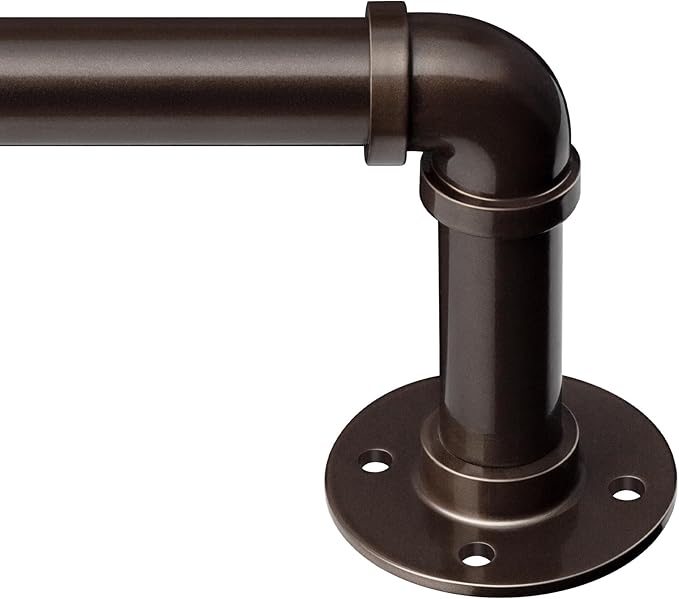 Zeerobee Curtain Rods for Windows 32 to 72, 1 Inch Industrial Wrap Around Antique Bronze Curtain Rod, Indoor/Outdoor Room Divider Adjustable Drapery Pole, 32"-72"