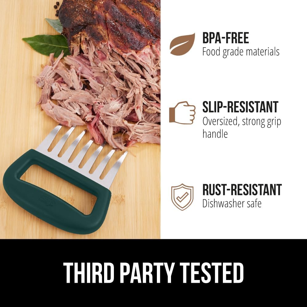 GORILLA GRIP BPA-Free Chicken Shredder Meat Claws, Sharp Stainless Steel Food Shredding Fork, Comfortable Handle, Easily Shred Pulled Pork, Taco Meats, Kitchen Smoker BBQ Tool, Dishwasher Safe, Hunter