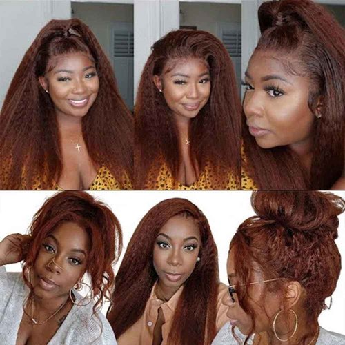 Condescension Bundles Human Hair 22 24 26" Inch Chocolate Brown Yaki Wave Human Hair Bundles Brazilian Virgin Remy Medium Brown Soft and Silky Hair Extensions