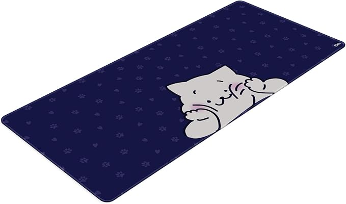 Pixio Mouse Pads - 36 x 16 inch XXL Squishy Cat Blue Multifunctional Large Desk Mats for Gaming, Office, Desktop Anti-Slip Waterproof Washable Computer Mouse Mat