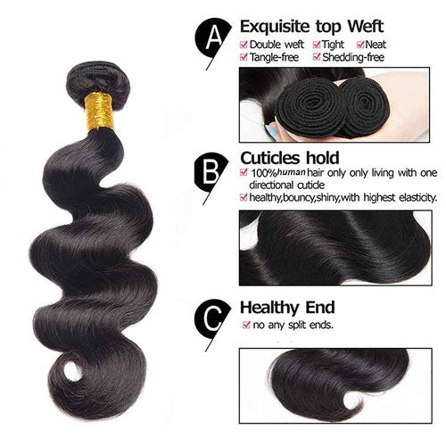 30 30 30 Inch Human Hair Bundles Color 1B Body Wave Hair Weave Unprocessed Brazilian Virgin Hair Extensions Double Weft Real Natural Black Hair Weave