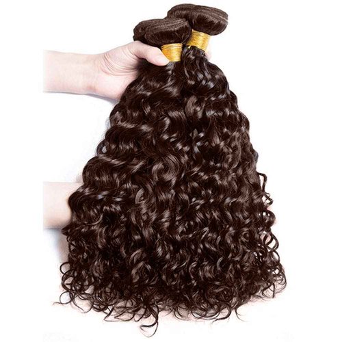 Dark Brown Bundles Human Hair Color #4 Water Wave Bundle 24 26 28 Inch Peruvian Virgin Remy Hair Mixed Length 3 Bundles Double Weft Hair Weave