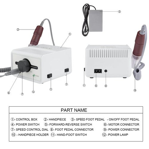 65W Strong Max 211 Electric Nail File Drills for Acrylic Nails 35000RPM 120 Red Manicure Tools Lab Jewelry Jade Wood Carving Tool Grinder