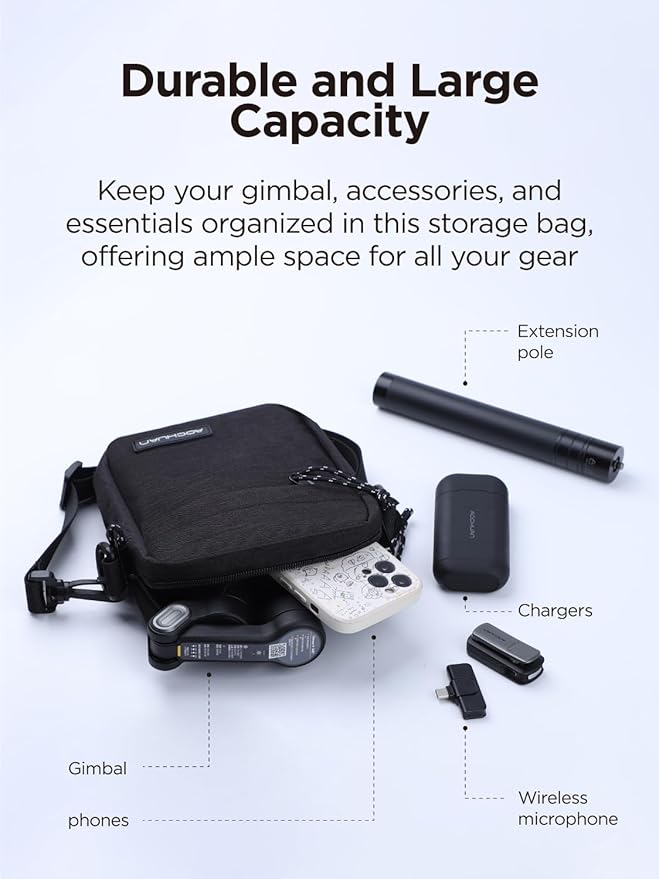 AOCHUAN 3-Axis Gimbal Stabilizer for Smartphone Smart X Pro Kit Gray & B10 Storage Bag & E10 Extension Rod