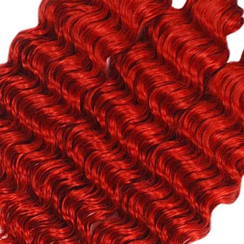 Condescension Brazilian Red Human Hair Bundles 22 24 26 Inch Deep Wave 3 Bundles Human Hair 100% Unprocessed Remy Brazilian Virgin Weave Hair Red for Women