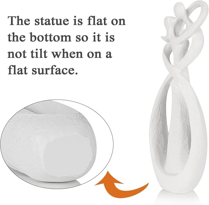 Trycooling Kissing Lovers Statue Abstract Sculpture Resin Statues for Home Decor Modern Home Office Desktop Shelf Bookshelf Decor (White, Small)