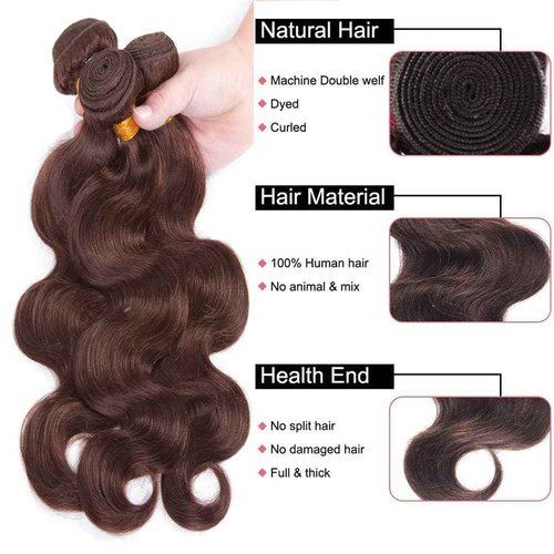Condescension Brazilian Human Hair Bundles 26 28 30 Inch Body Wave 3 Bundles Human Hair 100% Unprocessed Remy Brazilian Virgin Weave Hair Chocolate Brown 4 for Women