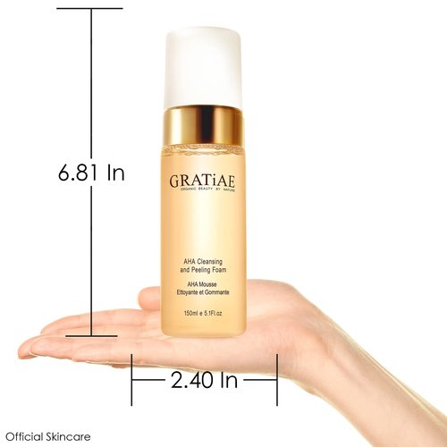 Gratiae organics, AHA Cleansing and Peeling Foam face wash, non-drying facial cleanser for sensitive, acne & allergy prone and all Skin Types, facial cleanser. 5.1 Fl. Oz