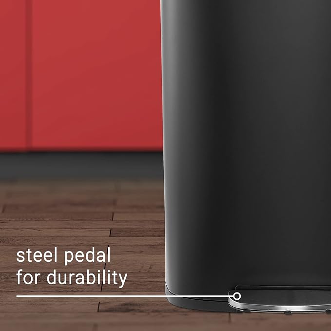 happimess HPM1006B Connor Rectangular 13-Gallon Trash Can with Soft-Close Lid and Free Mini Trash Can, Fingerprint Resistant, Modern, Minimalistic for Home, Kitchen, Office, Bathroom, Black