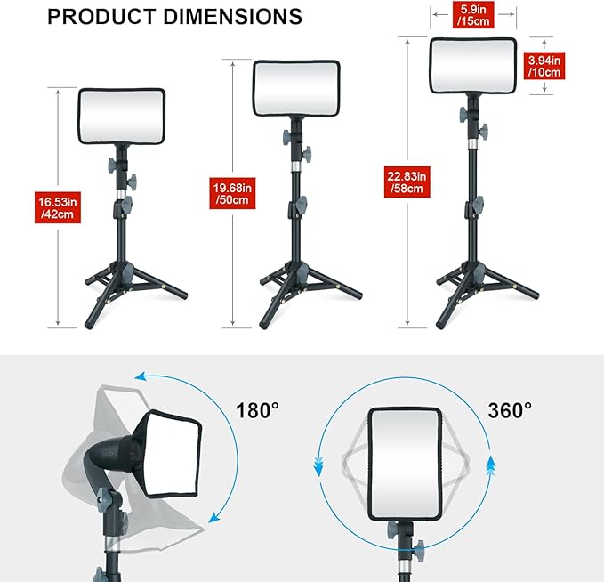 LINCO 920 Lumens LED Video Light with Adjustable Tripod Stand/Color Filters, Studio Lighting Kit for Tablet Shooting, Collection Portrait YouTube Photography Video Making-2 Packs