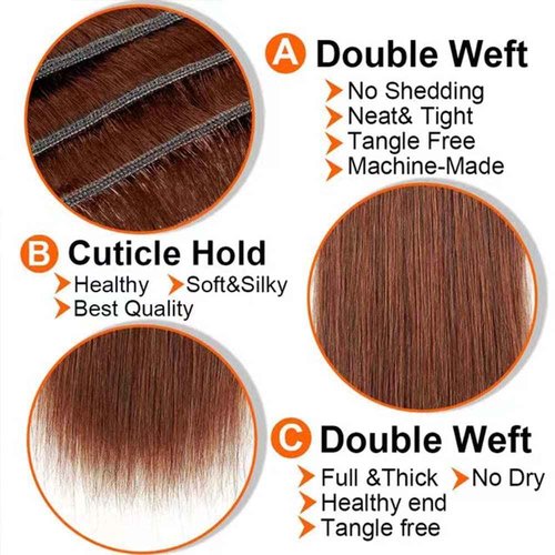 Giginger Bundles Human Hair 26 28 30 Inch Color 30 Light Brown Straight Bundles Human Hair Unprocessed Quick Weave Soft Sewn In Hair Extensions for Black Women