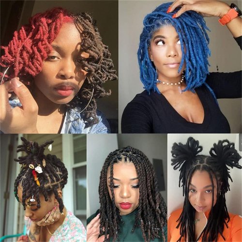 6 Inch 0.4cm Thickness Dreadlock Extensions Human Hair 60 Strands Locs Extensions Real Human Hair, Natural Black for Women Men Kids Full Handmade Permanent Locs Can Be Dyed and Bleached