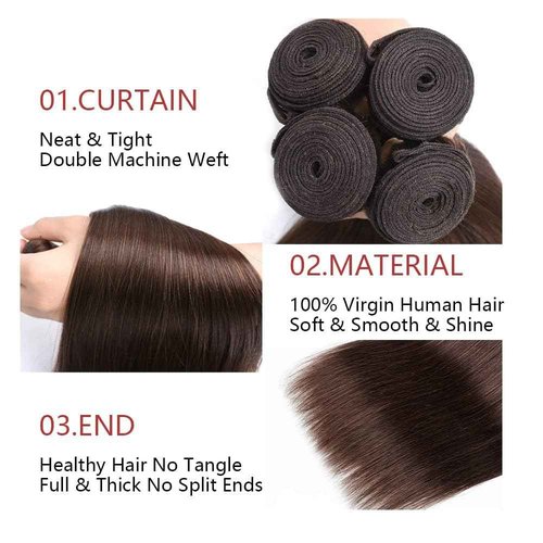 Condescension Human Hair Bundles 26 28 30 Inch Color 4 Straight Wave Human Hair Bundles Unprocessed Brazilian Virgin Hair for Black Women