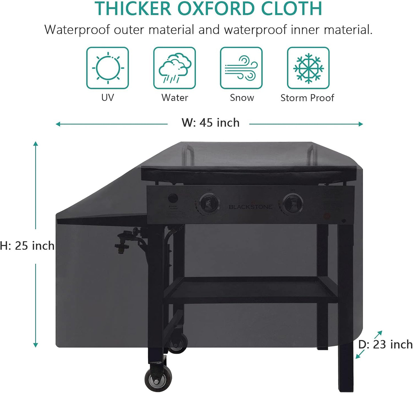 5003 Hard Cover for Blackstone 28" Griddle, and 1529 Heavy Duty Grill Cover for Blackstone 28" Griddle, Black
